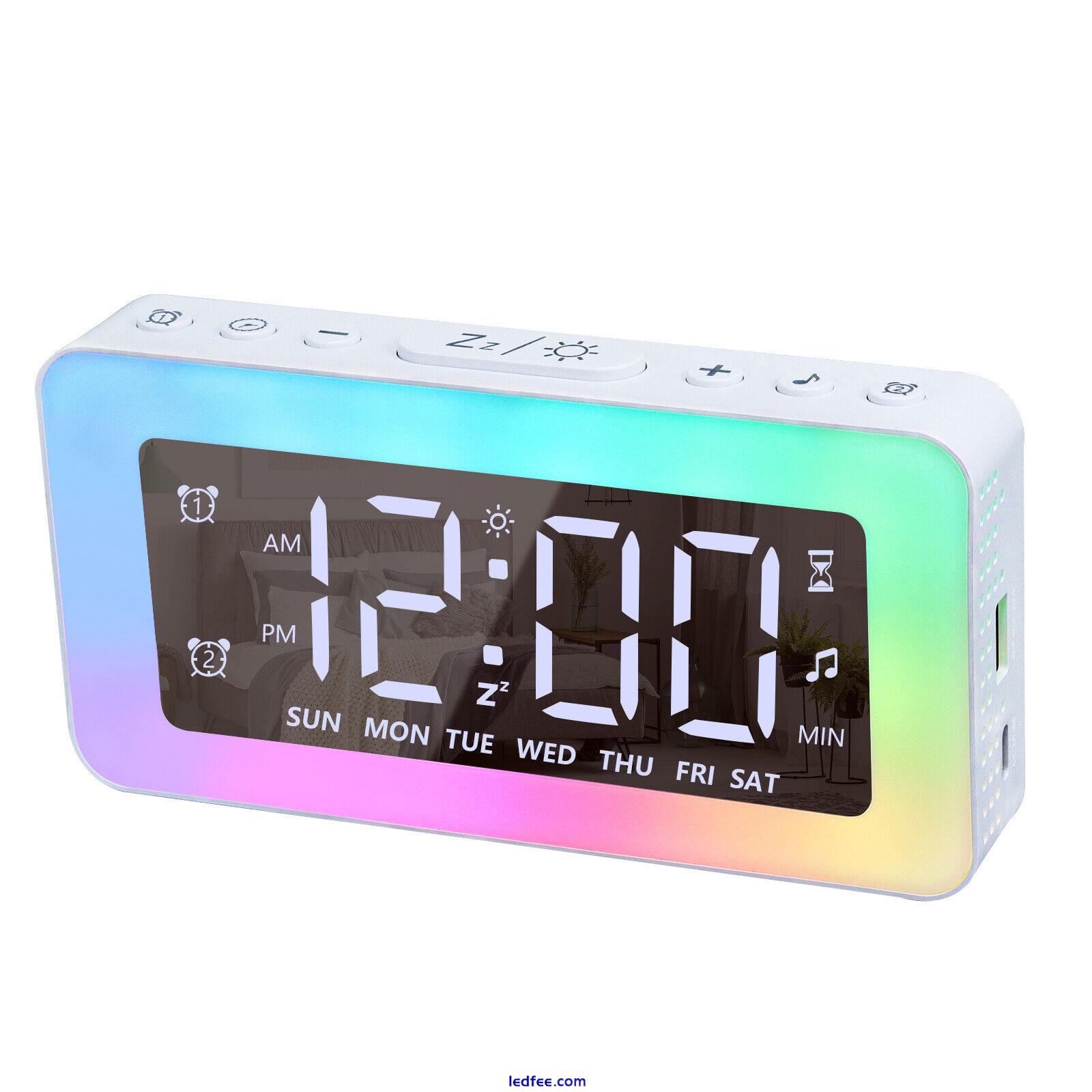LED Digital Alarm Clock Night Light Function 5V USB RGB Colorful for Living Room 5 