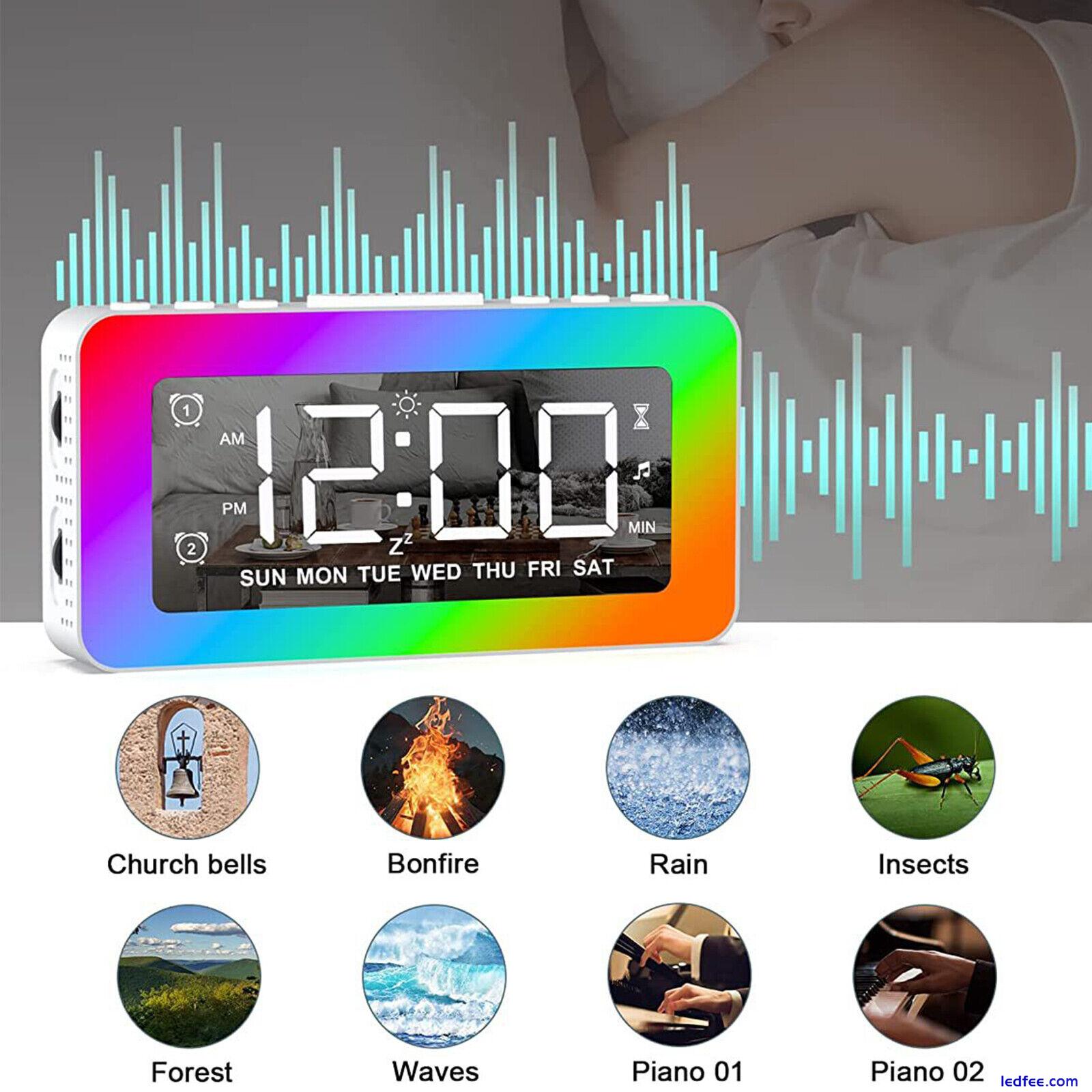 LED Digital Alarm Clock Night Light Function 5V USB RGB Colorful for Living Room 2 