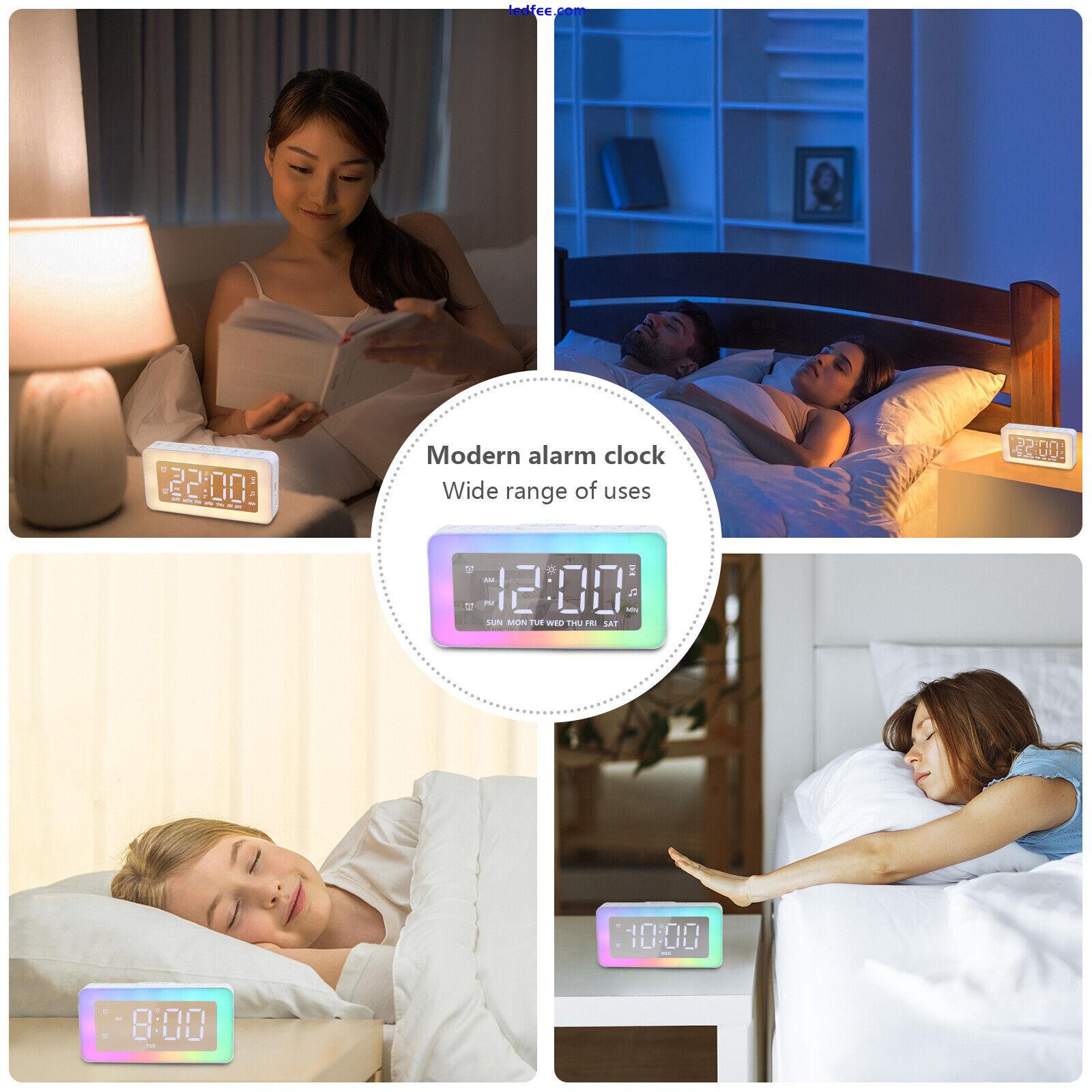 LED Digital Alarm Clock Night Light Function 5V USB RGB Colorful for Living Room 1 