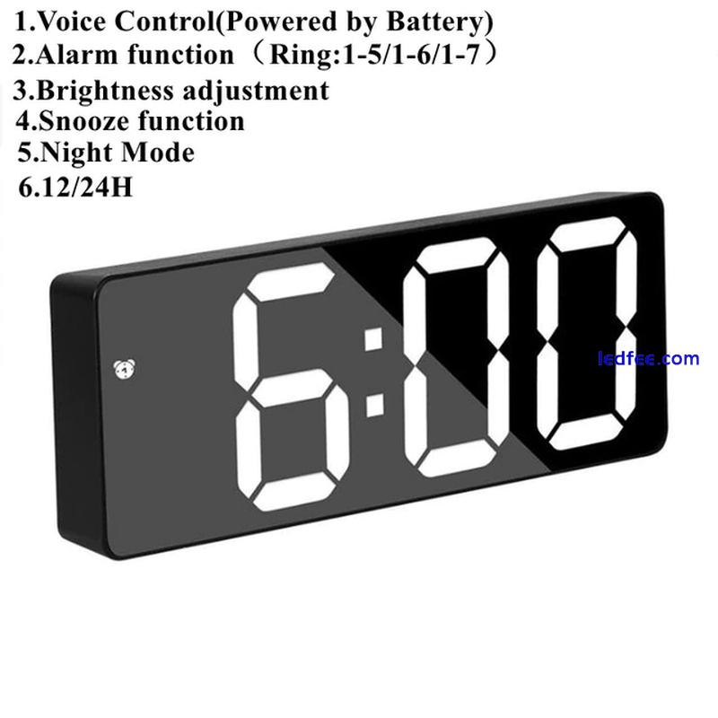 Digital Alarm Watch Snooze Night Mode Table Clock Electronic LED Rechargeable 2 