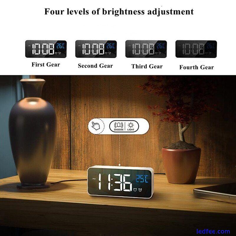 Digital Alarm Watch Snooze Night Mode Table Clock Electronic LED Rechargeable 4 