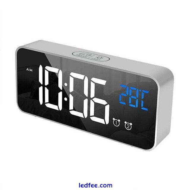 Digital Alarm Watch Snooze Night Mode Table Clock Electronic LED Rechargeable 0 