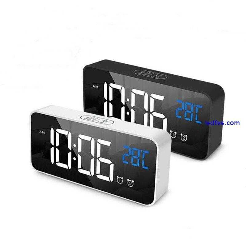 Digital Alarm Watch Snooze Night Mode Table Clock Electronic LED Rechargeable 3 