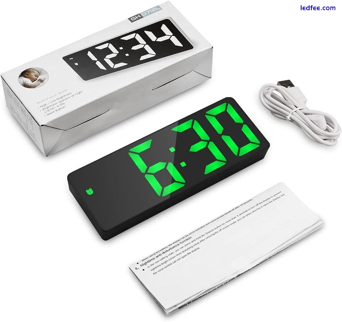 Digital LED Alarm Clock Snooze Display Temperature Time Desk USB Large Mirror 4 