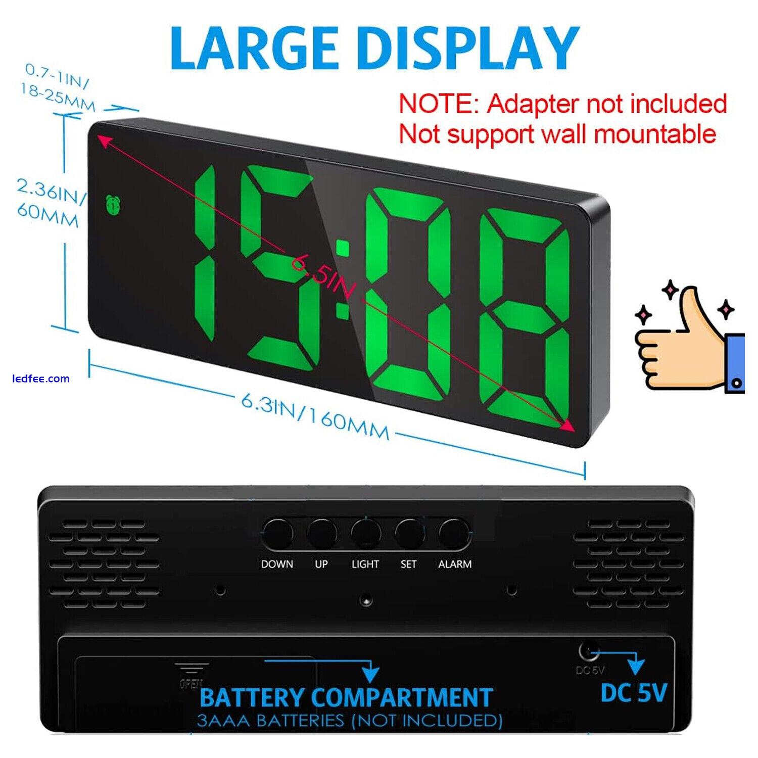 Digital LED Alarm Clock Snooze Display Temperature Time Desk USB Large Mirror 1 