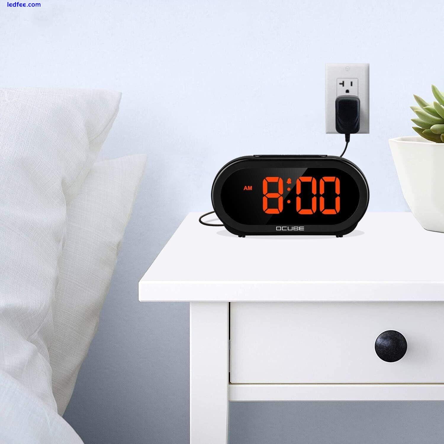 OCUBE Digital Alarm Clock Bedside Clock USB Charger Big Display Mains Dimmable 5 