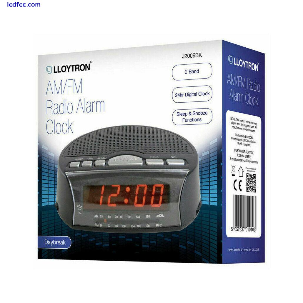 Lloytron AM/FM Radio Alarm Clock LED Display Bedside With Sleep Timer & Snooze  1 