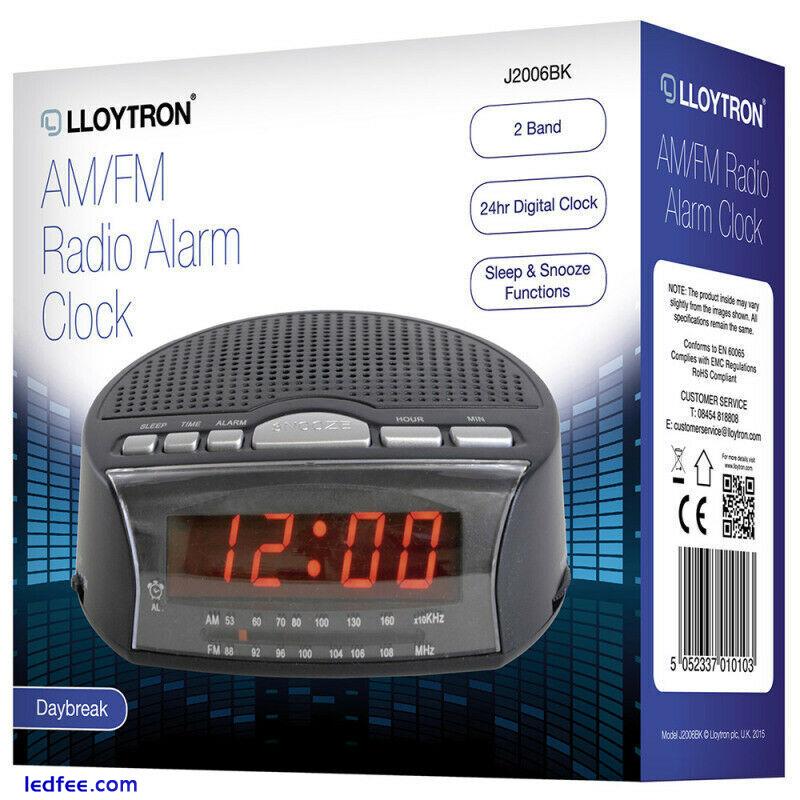 Lloytron AM/FM Radio Alarm Clock LED Display Bedside With Sleep Timer & Snooze  0 