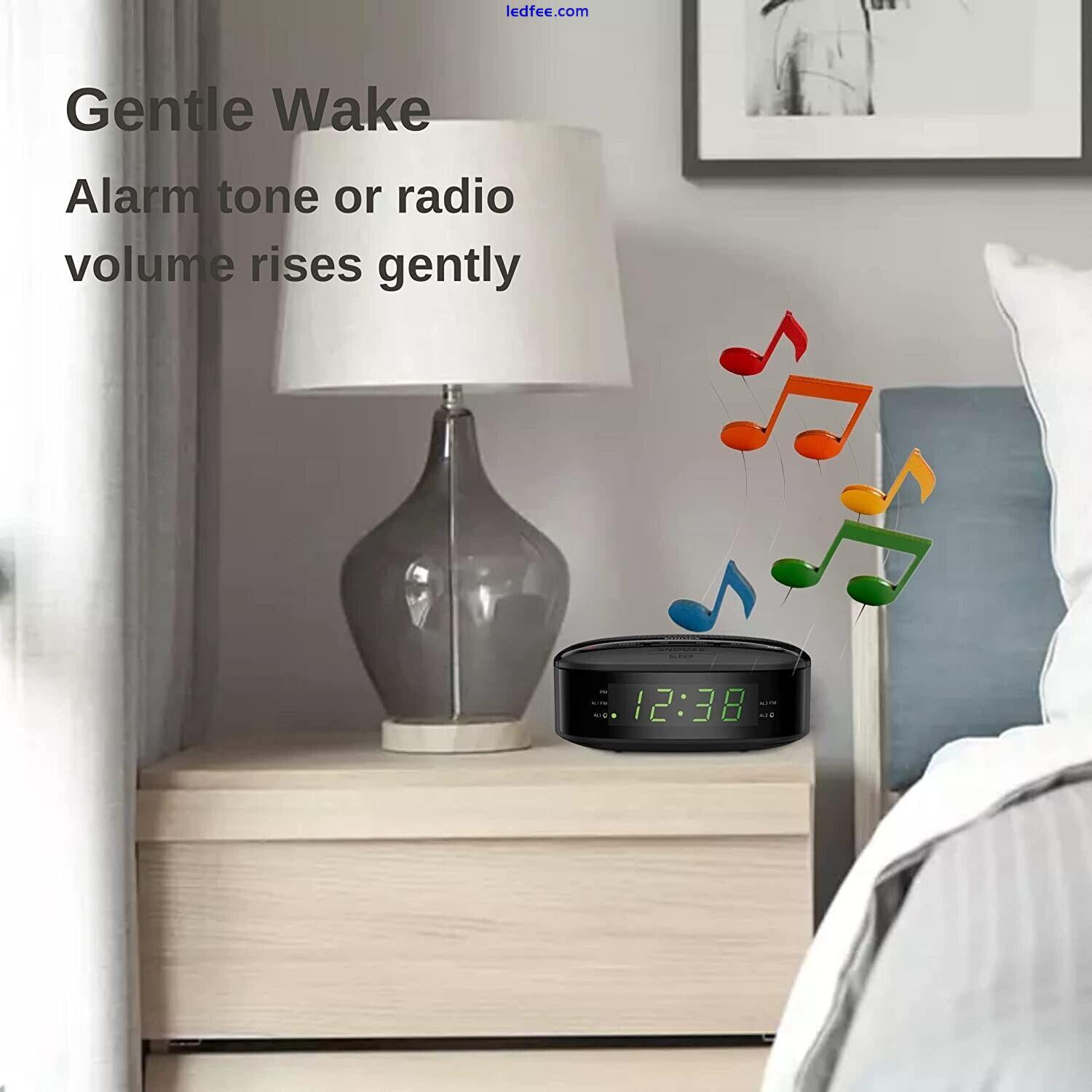 Philips Digital Alarm Clock FM Radio. LED Display, Easy Snooze. Sleep Timer. 2 