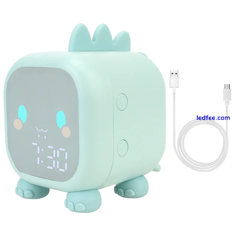 Bedside LED Alarm Clock Kids Sleep Trainer Temperature Voice Light Controls Cute 5 