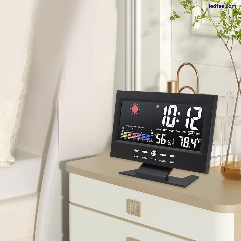 LED Digital Alarm Clock with Temperature Humidity Display Snooze Weather Station 1 
