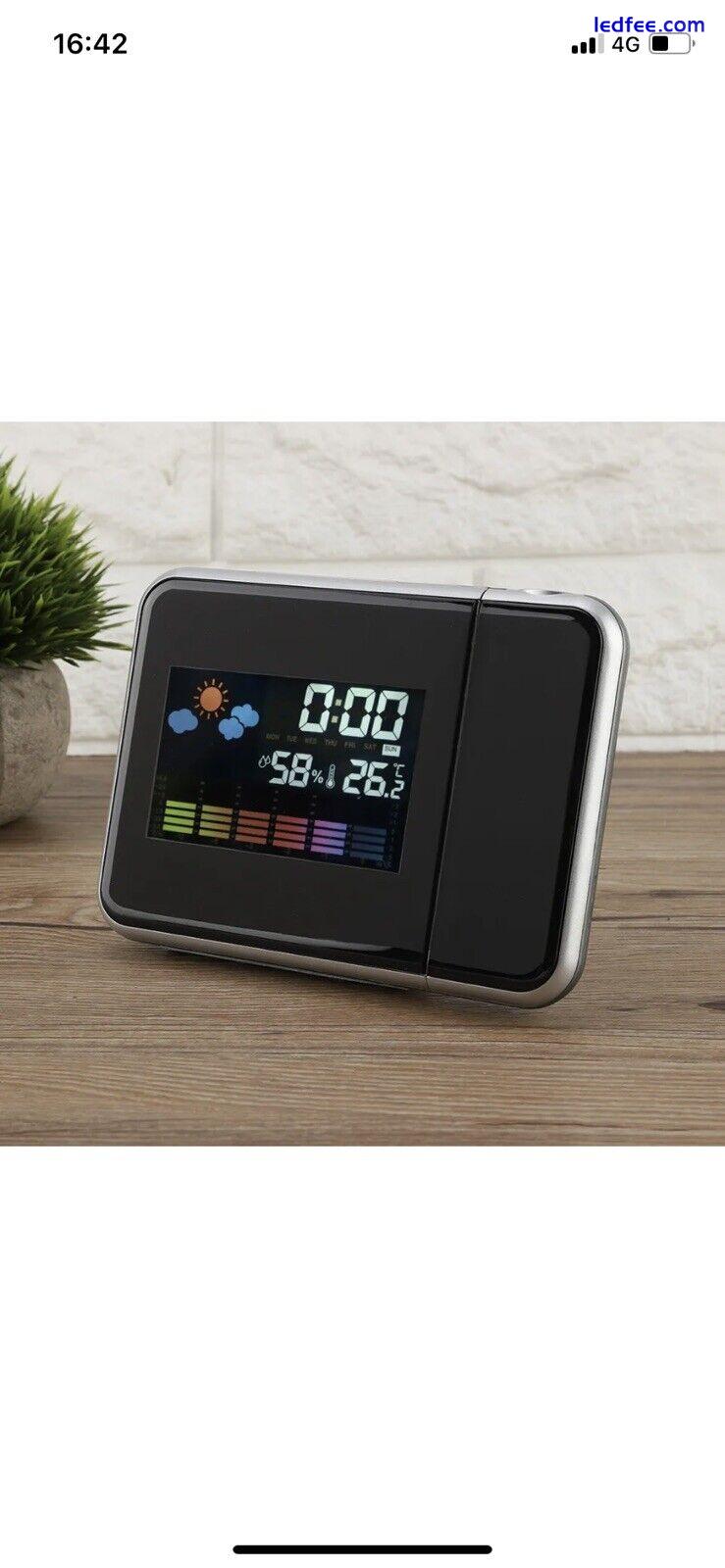 Digital LED Weather Forecast Projector Calendar Humidity Display Alarm Clock( FM 0 