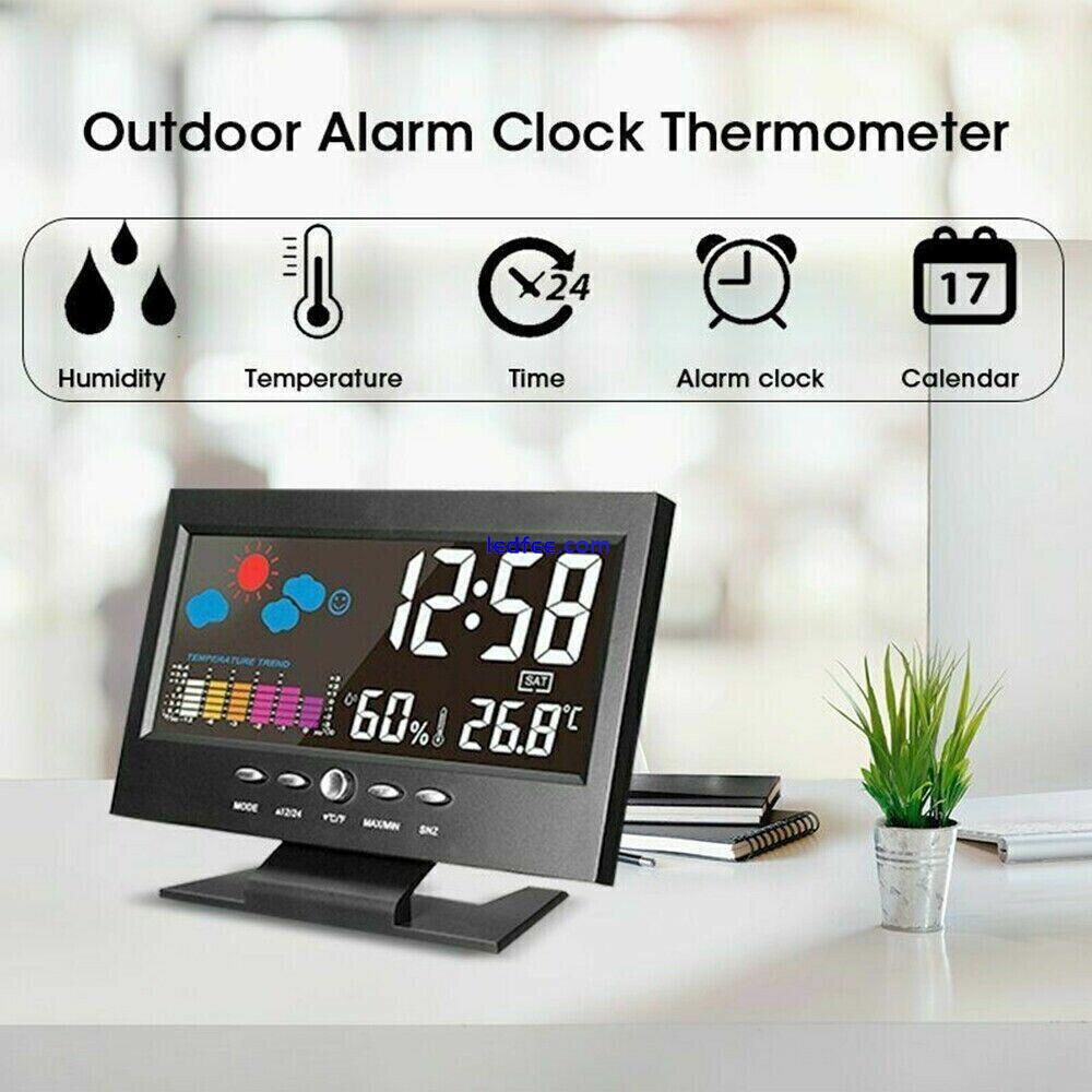 LED Digital Alarm Clock Snooze Calendar Thermometer Hygrometer Weather Display 3 