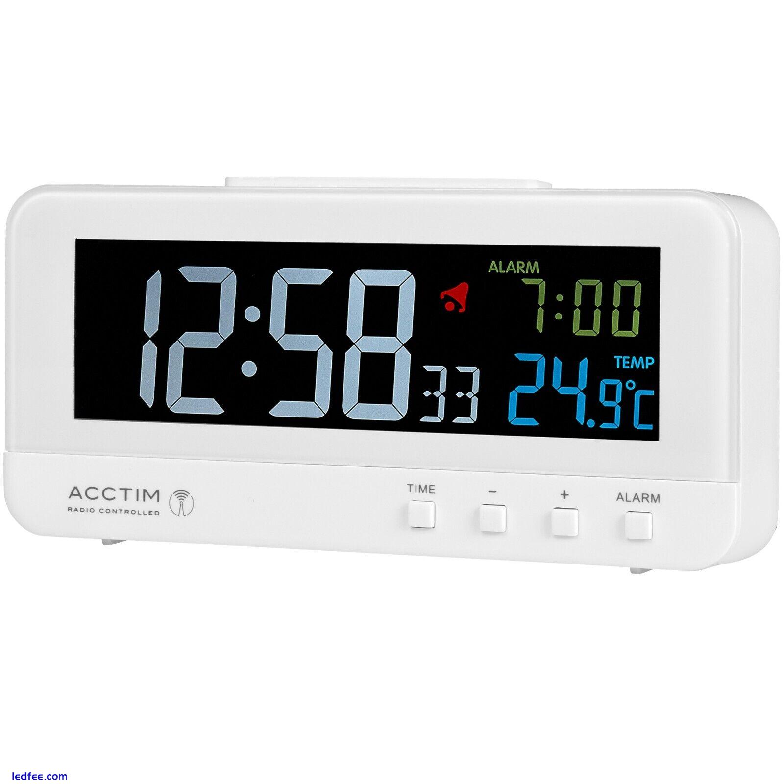 Acctim Rialto Digital Alarm Clock Radio Controlled Coloured VA Display White 0 
