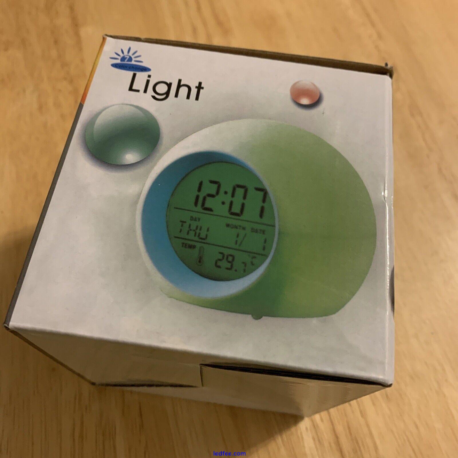Kids Digital Alarm Clock 7 Colors Changing Light Night LED Glowing Bedroom Gift. 2 