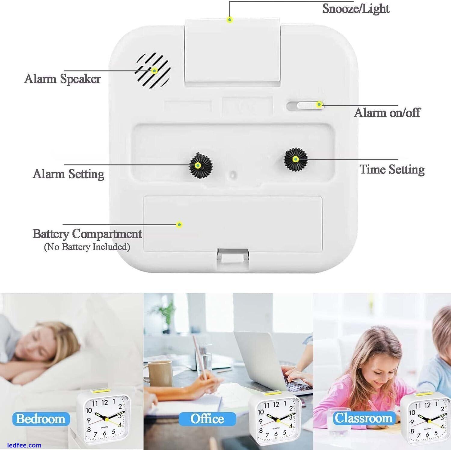 NEW Silent Alarm Clock for Bedrooms Non Ticking Bedside Clocks led Light White 1 