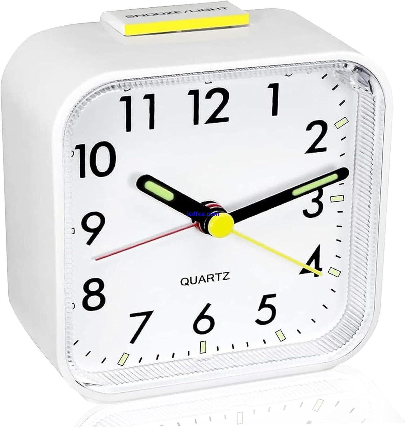 NEW Silent Alarm Clock for Bedrooms Non Ticking Bedside Clocks led Light White 0 