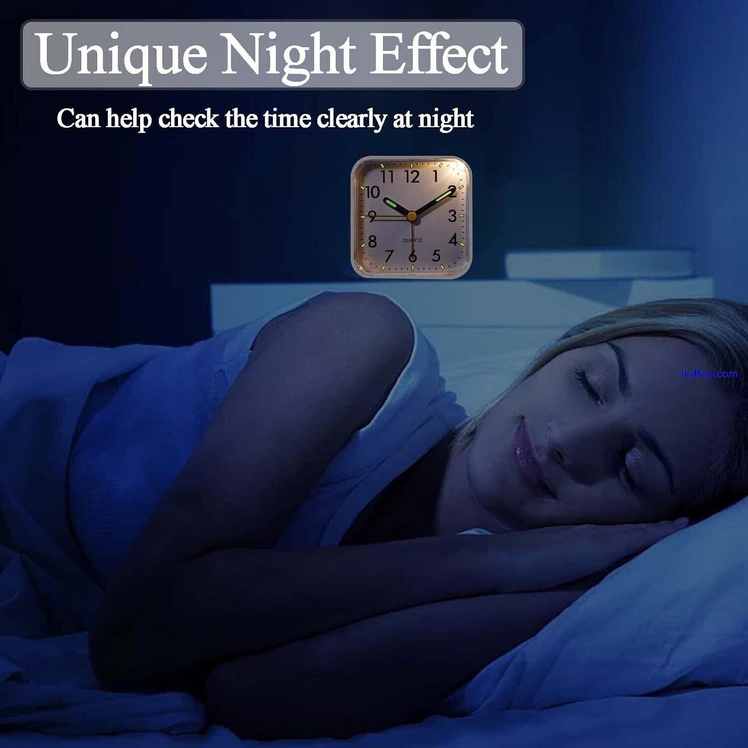 NEW Silent Alarm Clock for Bedrooms Non Ticking Bedside Clocks led Light White 5 