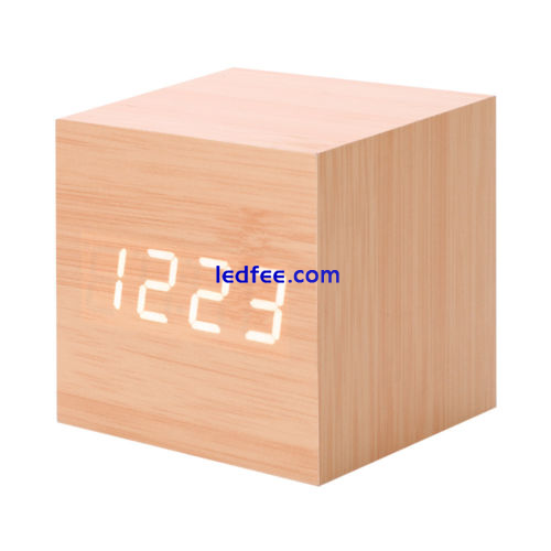 New Modern Wooden Wood Digital LED Desk Alarm Clock Thermometer Timer Calendar   1 