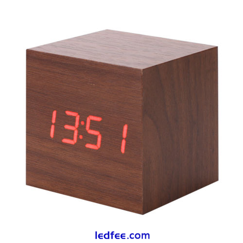 New Modern Wooden Wood Digital LED Desk Alarm Clock Thermometer Timer Calendar   3 