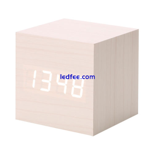 New Modern Wooden Wood Digital LED Desk Alarm Clock Thermometer Timer Calendar   5 