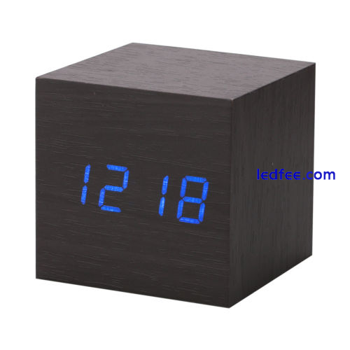 New Modern Wooden Wood Digital LED Desk Alarm Clock Thermometer Timer Calendar   2 