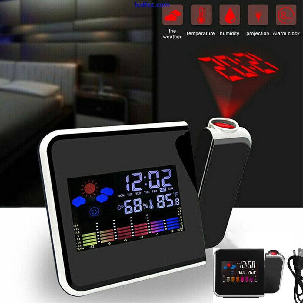 Smart Digital Alarm Clock LCD Display Led Projector Temperature Time USB Cable 1 