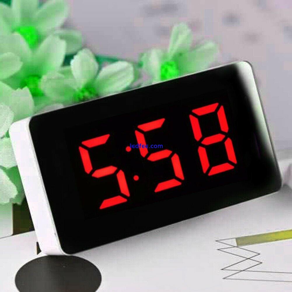 Modern Small Digital Alarm Clock LED Display Mirror USB Battery Operated Clock 0 
