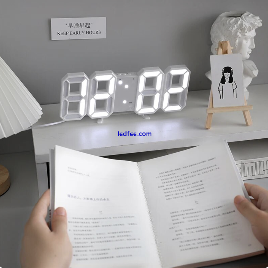 3D LED Wall Clock deco Digital Wall Table Clock Watch Desktop Alarm Clock Nightl 1 