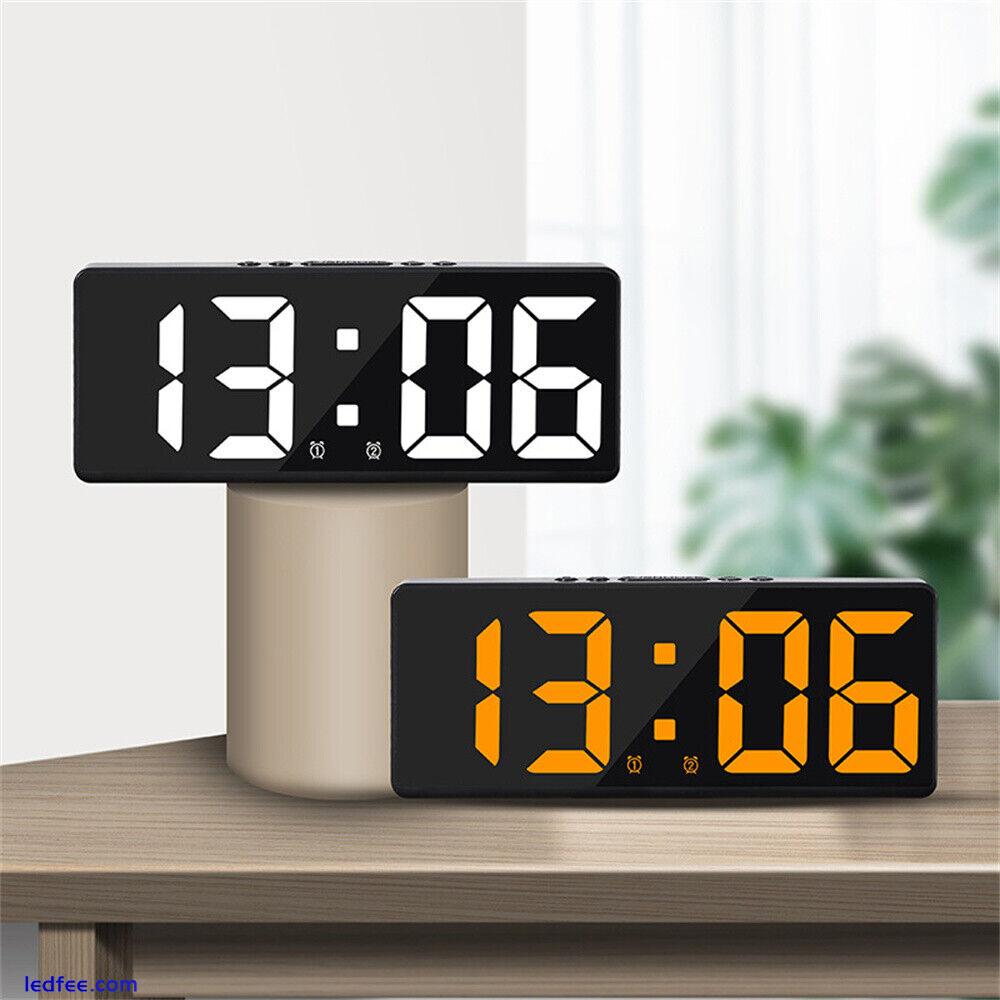 LED Digital Clock Mirror Display Snooze Alarm Temperature Time Table Desk Decor 0 