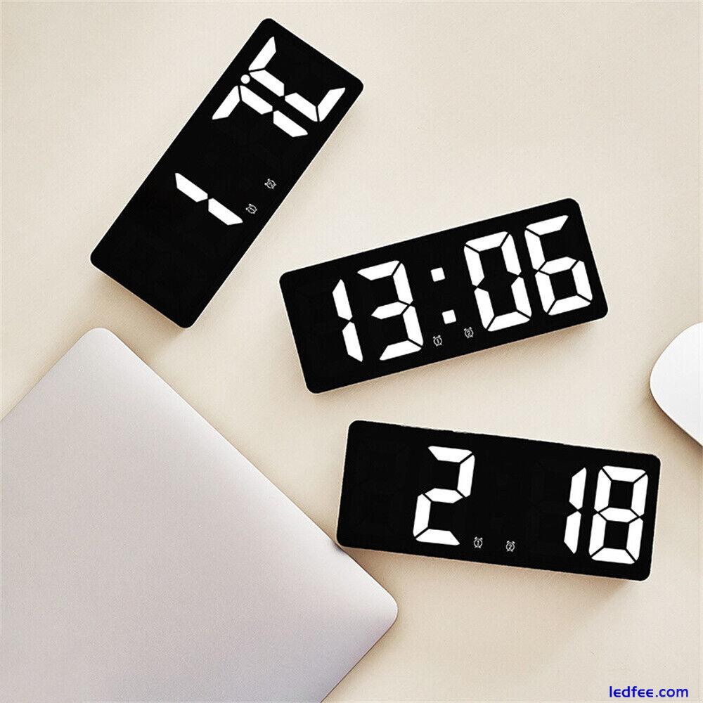 LED Digital Clock Mirror Display Snooze Alarm Temperature Time Table Desk Decor 2 