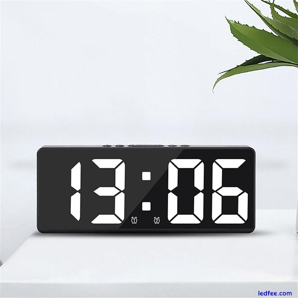 LED Digital Clock Mirror Display Snooze Alarm Temperature Time Table Desk Decor 3 