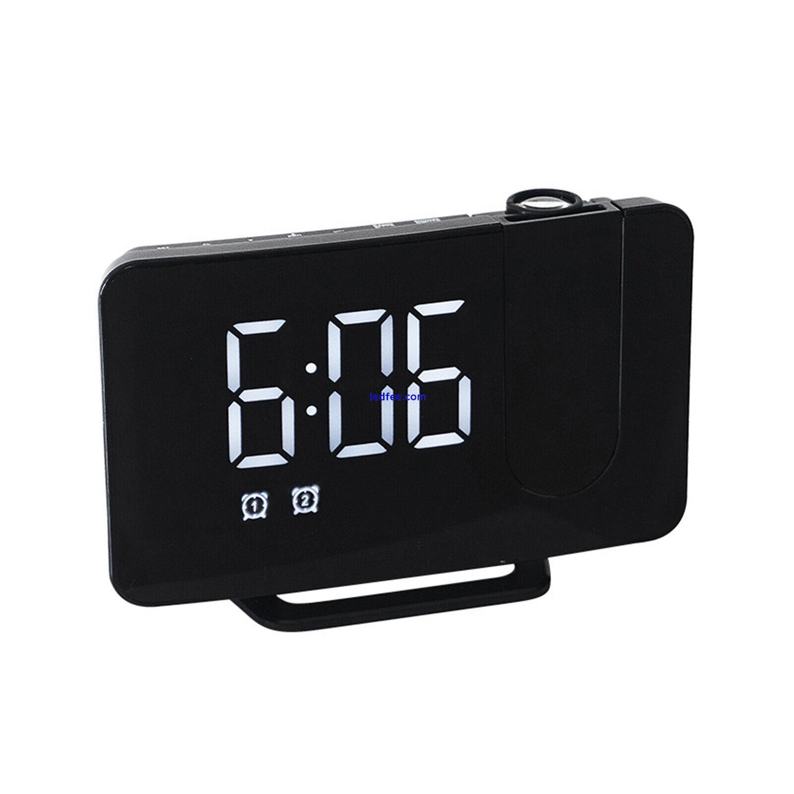 USB Projection Alarm Clock Snooze Digital LED Display Dual Alarm Clock FM Radio 5 
