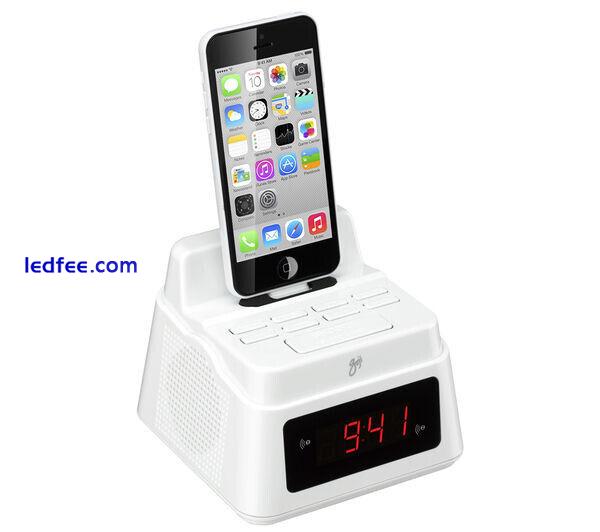 Digital LED Display Bedside Dual Radio Alarm Clock with iPhone Charger 1 