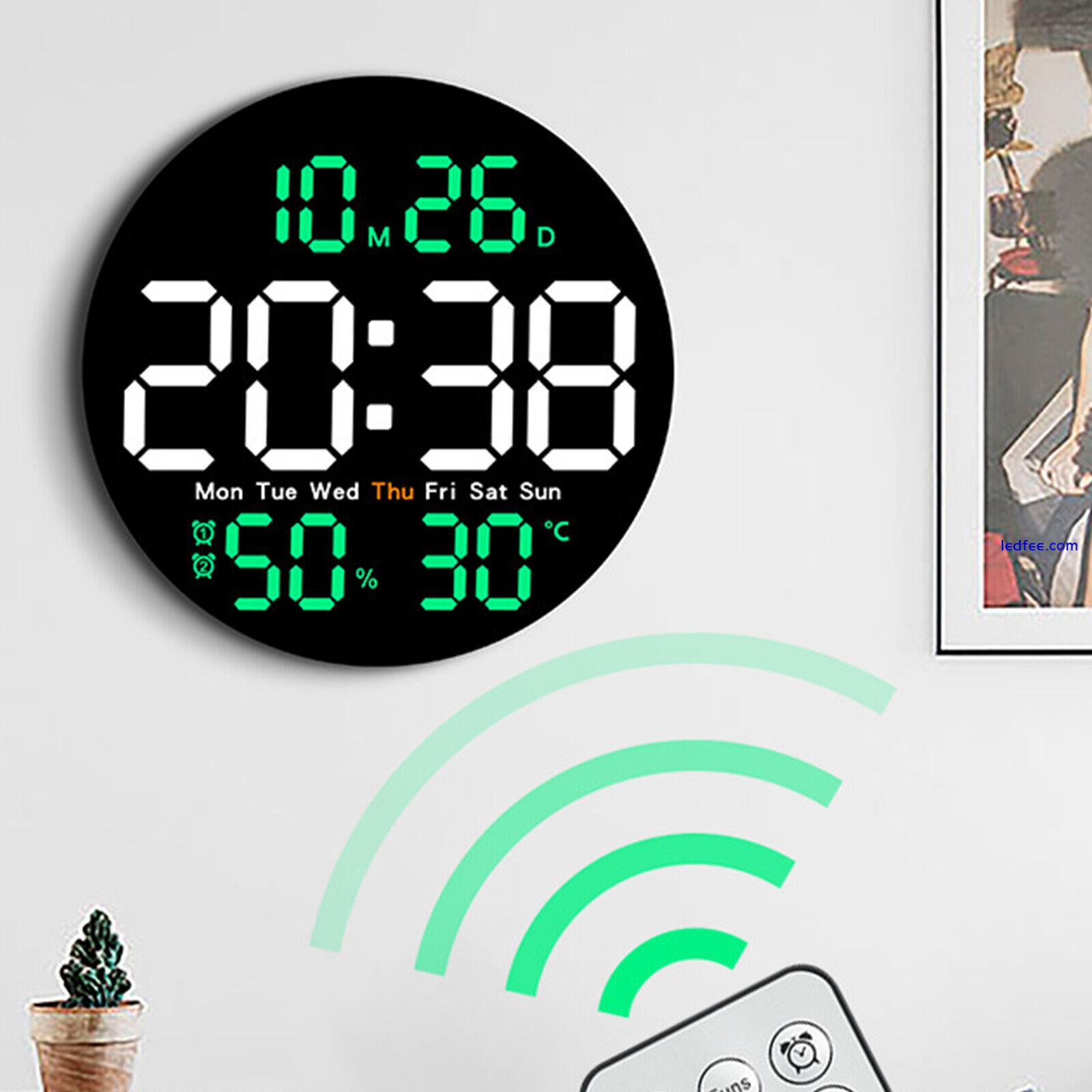 10inch LED Digital Alarm Clock With Temperature Date Large Display Wall Clock 2 