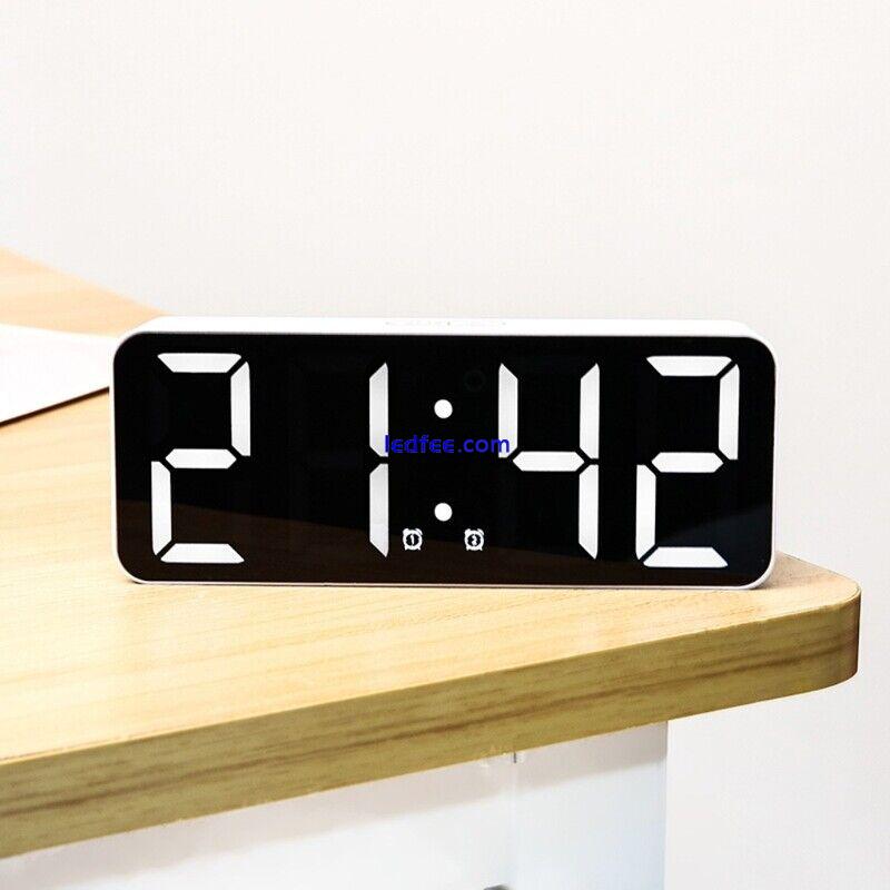 Digital Alarm Clock LED Bedside Clock with 3-Level Brightness Alarm Home 4 