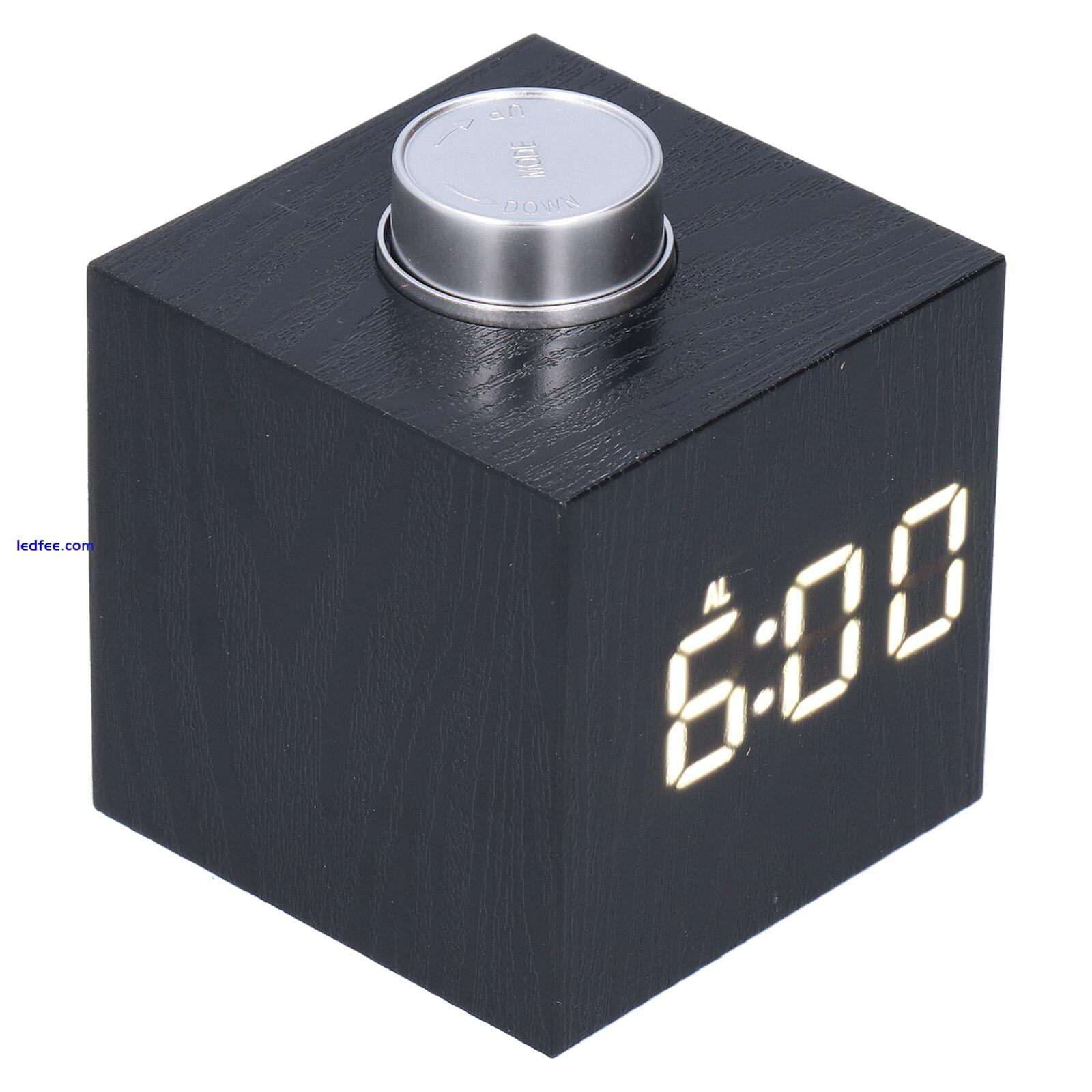 LED Knob Alarm Clock Digital Thermometer Display Imitation Wood Grain Clock JY 2 