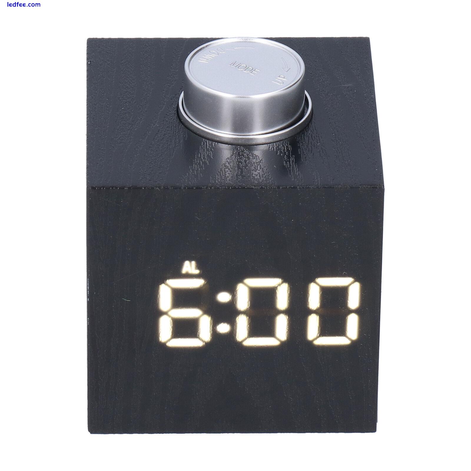 LED Knob Alarm Clock Digital Thermometer Display Imitation Wood Grain Clock JY 4 