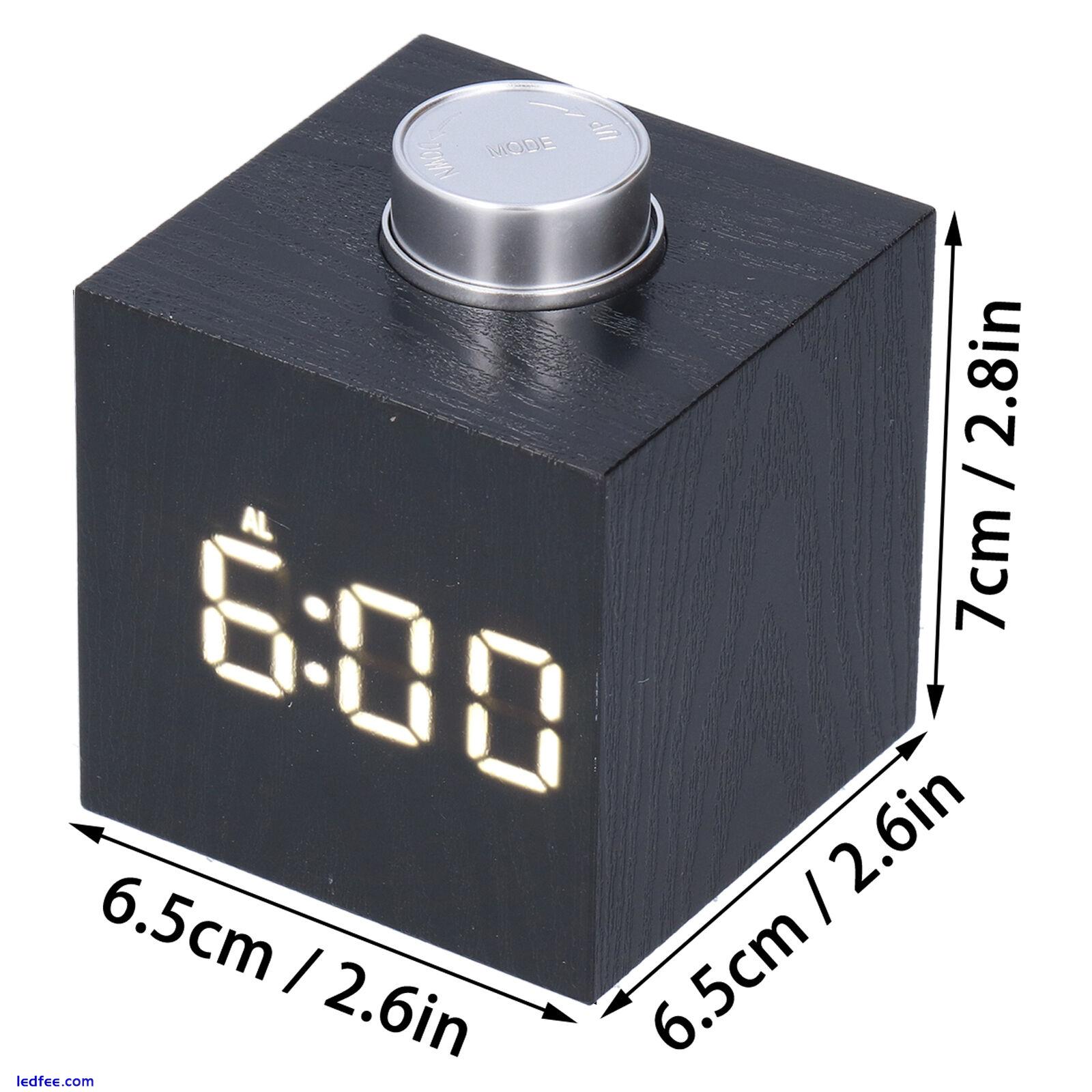 LED Knob Alarm Clock Digital Thermometer Display Imitation Wood Grain Clock JY 3 