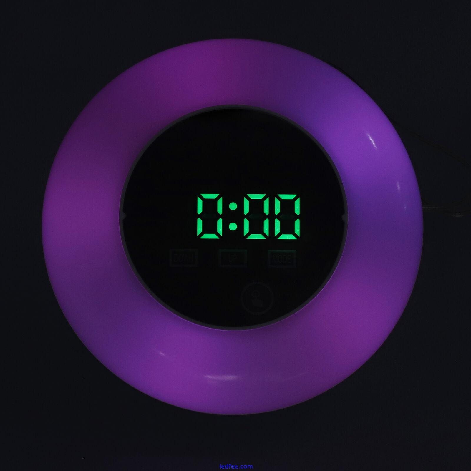 (Green Word)LED Digital Alarm Clock Mirror Clock Thermometer Clock 7 Color AU 5 