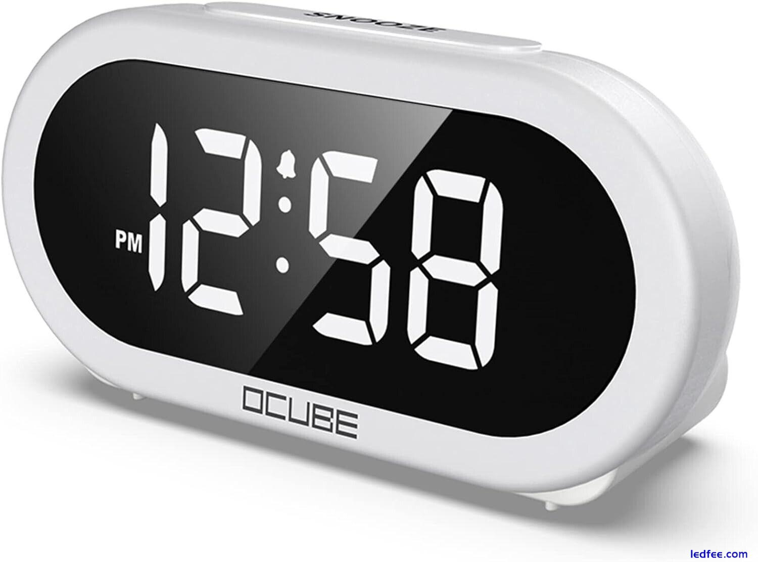 OCUBE LED Digital Alarm Clock with 5 Optional Alarm Sounds - White 0 