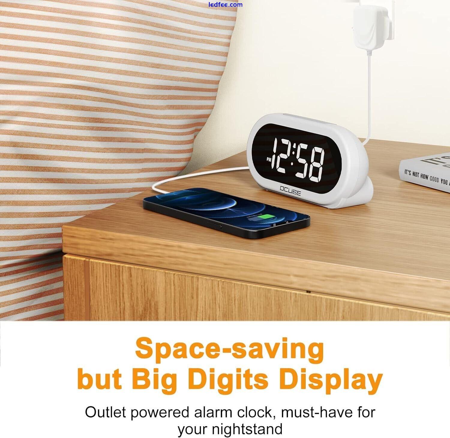 OCUBE LED Digital Alarm Clock with 5 Optional Alarm Sounds - White 1 