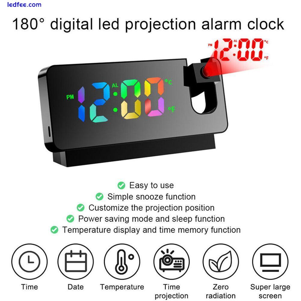Projection Alarm Clock LED Mirrors Screen w/ Time Date Temperature Display, 0 