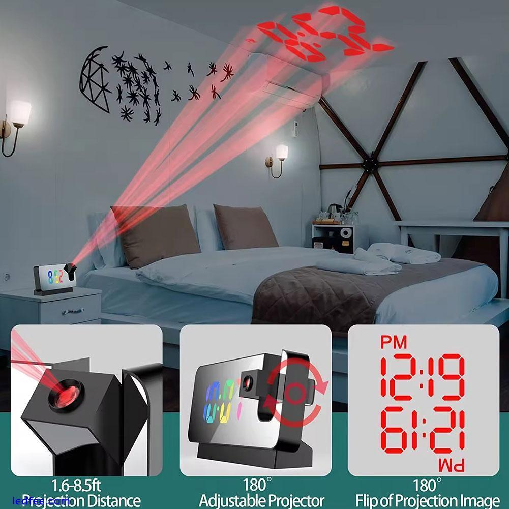 Projection Alarm Clock LED Mirrors Screen w/ Time Date Temperature Display, 2 