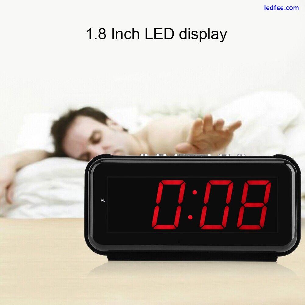 220V Electronic Tabletop Digital Alarm Clock Desktop LED Display Snooze 5 