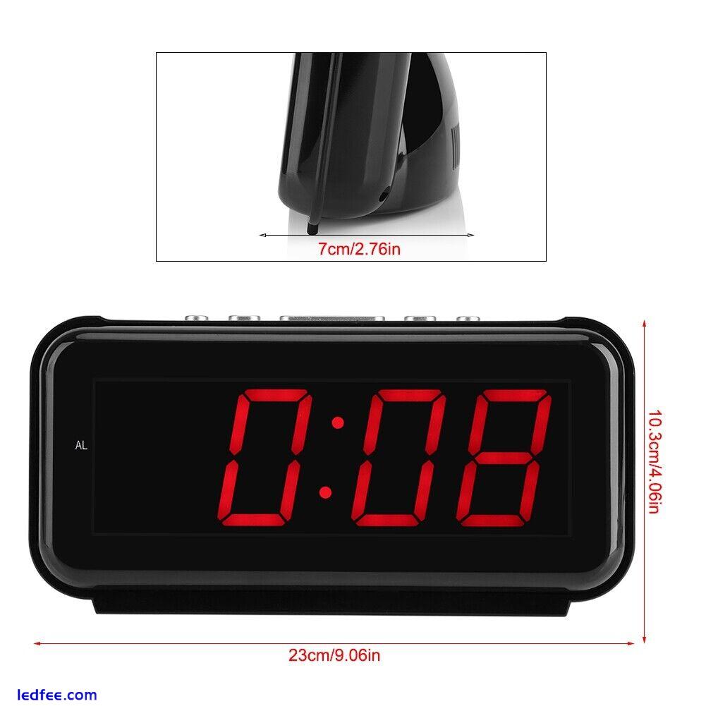 220V Electronic Tabletop Digital Alarm Clock Desktop LED Display Snooze 0 