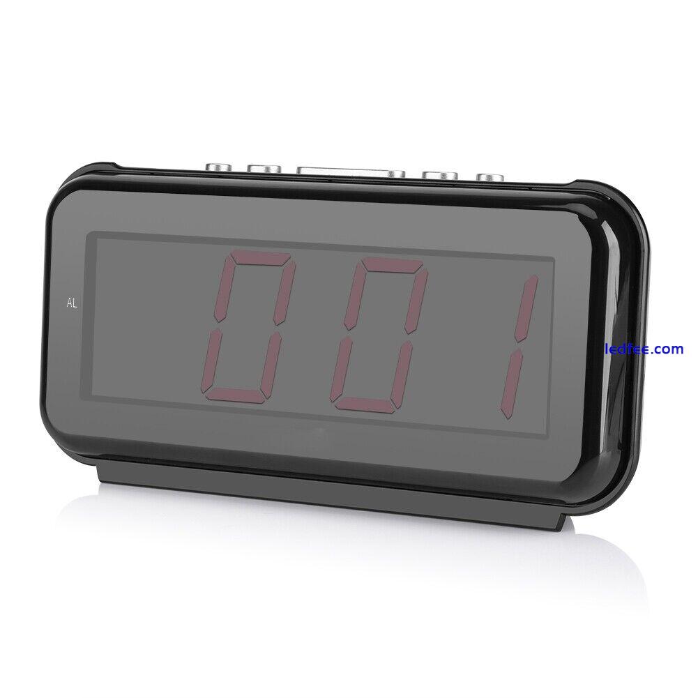 220V Electronic Tabletop Digital Alarm Clock Desktop LED Display Snooze 1 