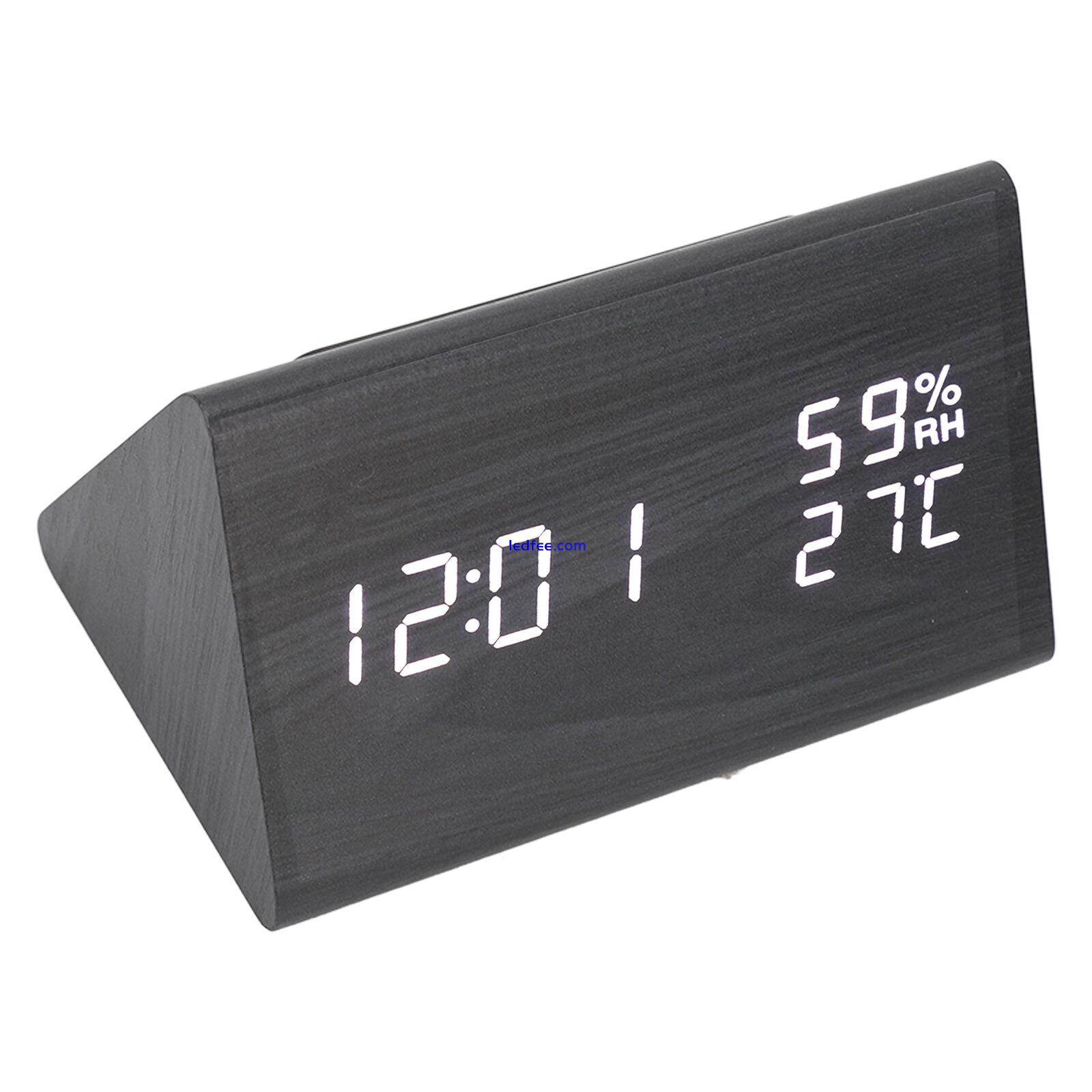 Wooden Digital Alarm Clock Triangular Voice Control Electronic LED Clock WAS 3 