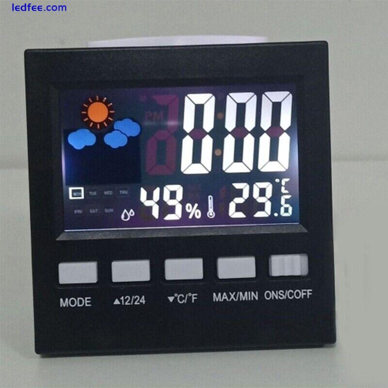 Led Digital Temperature and Humidity Display Clock Color Screen Weather 0 