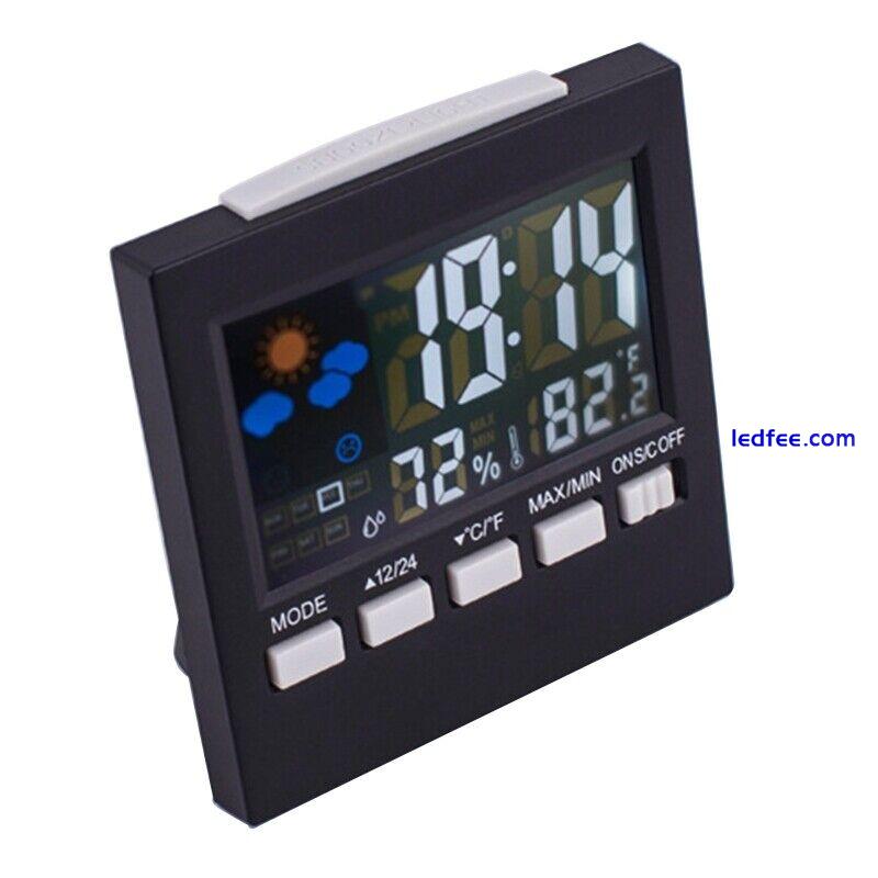 Led Digital Temperature and Humidity Display Clock Color Screen Weather 4 